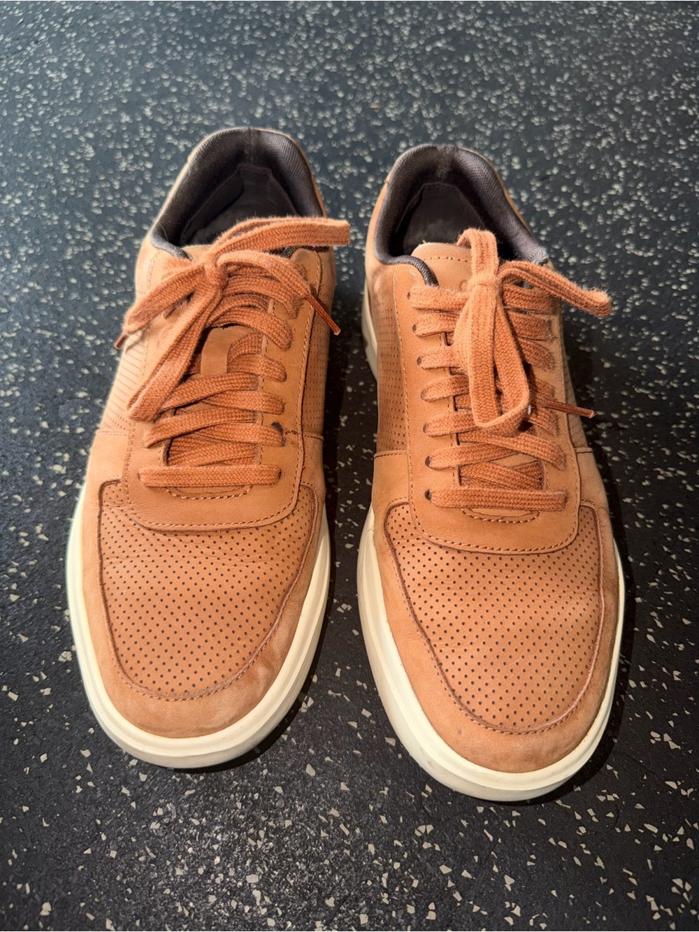 Cole Haan Tan Suede Perforated Sneakers